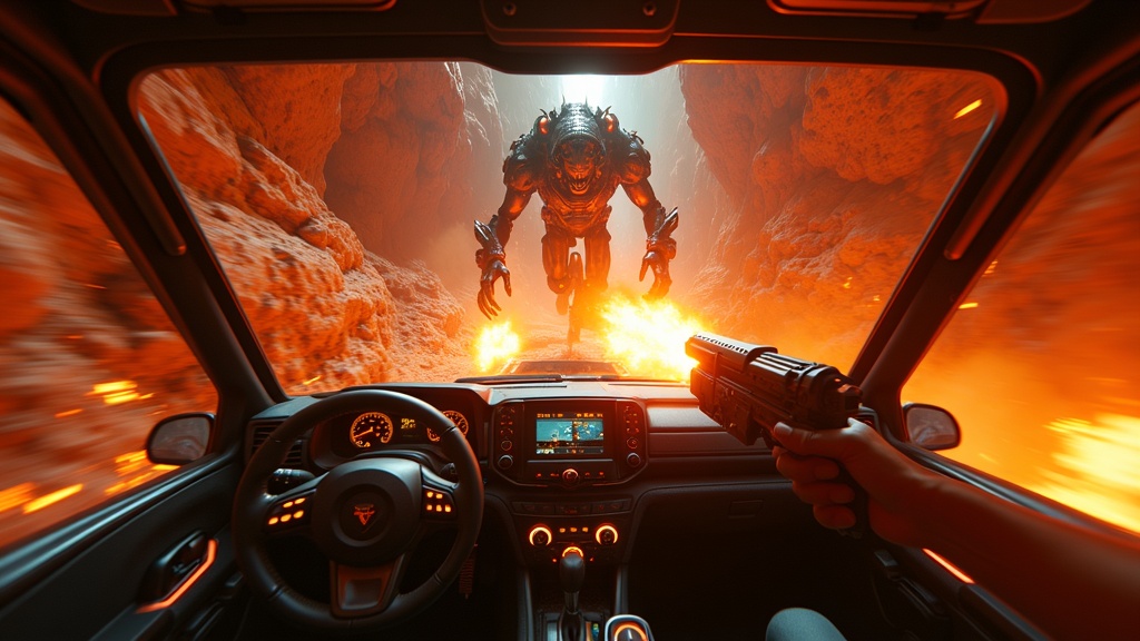 Entorno cyberpunk en el juego de combate vehicular Echo Wars