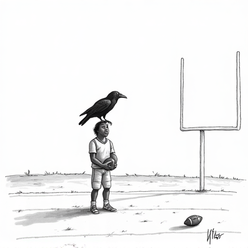 Lamar Jackson Discusses Lingering Impact of Bills Playoff Loss single-panel cartoon