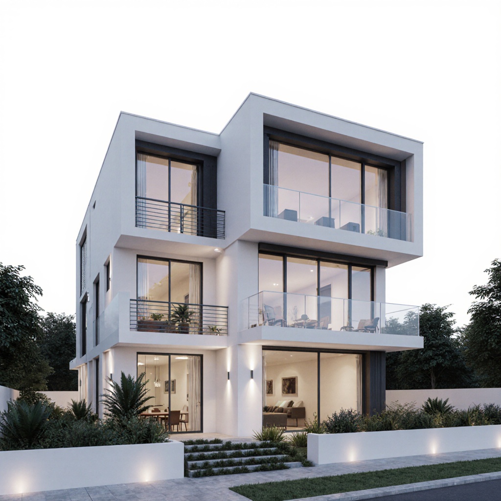 Modern villa on a 10m x 25m plot, with 1 ground fl