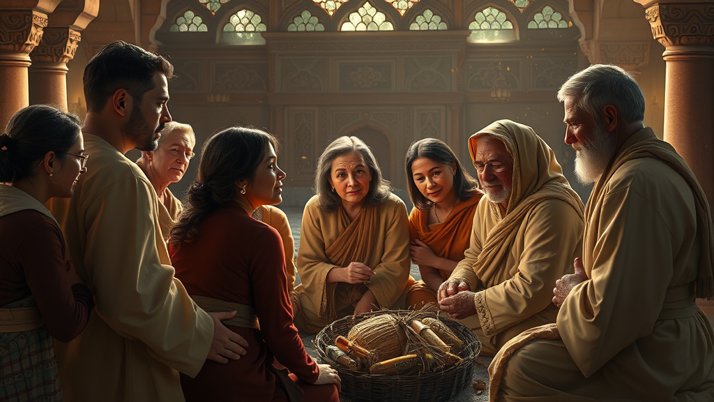 감사와 전통의 중요성을 묘사한 평화로운 장면