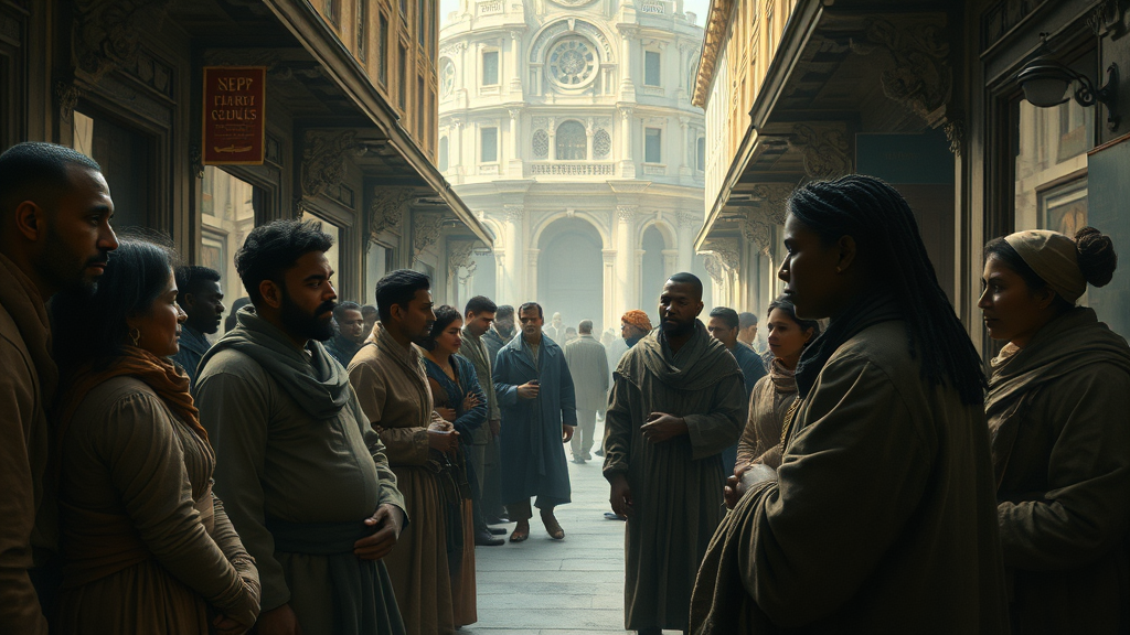 공동체 쇠퇴와 회복을 상징적으로 묘사한 장면