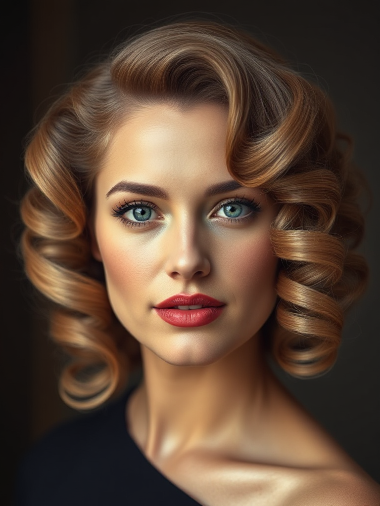 Vintage Curls with Side Part