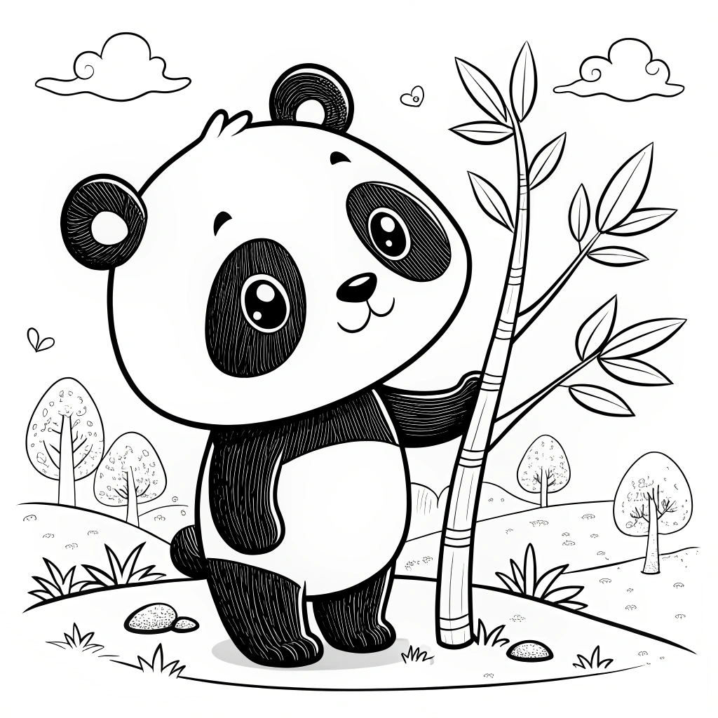 kawaii panda coloring pages
