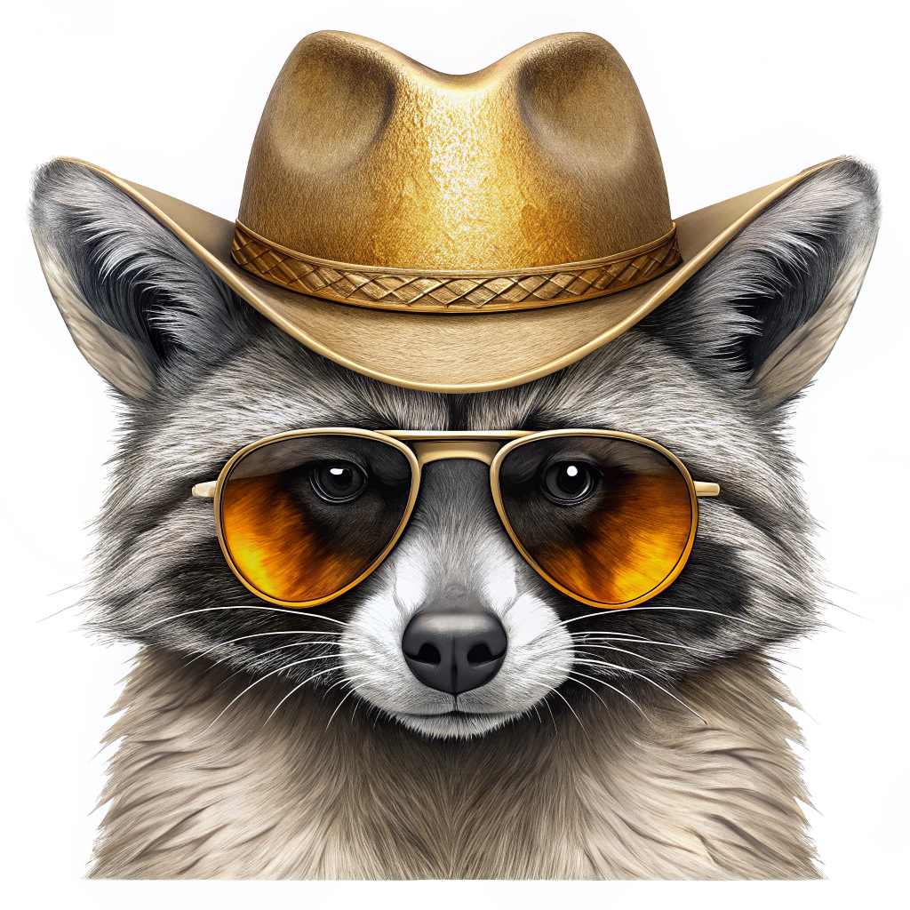 Rebellious Raccoon Cowboy Portrait