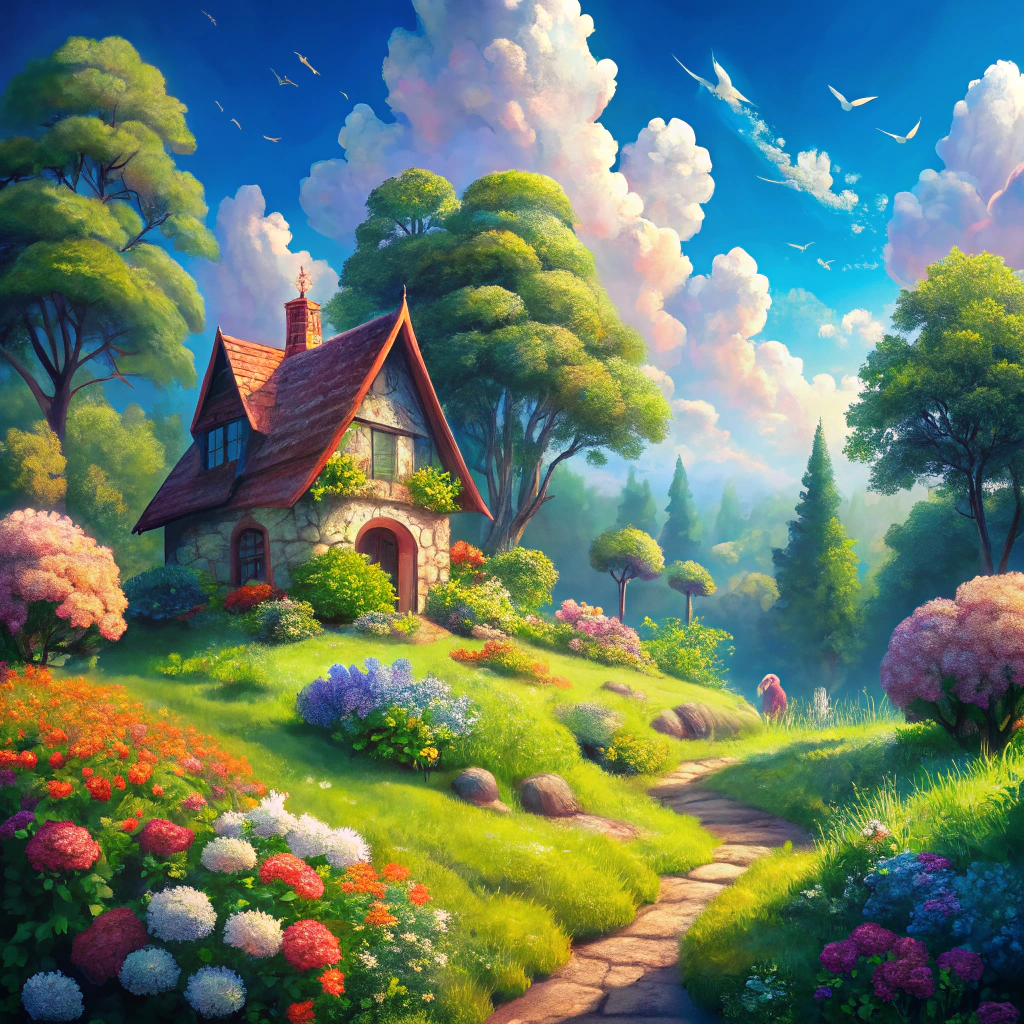 Enchanting Ghibli-Inspired Scenic Landscape Enchanting Ghibli-Inspired Scenic Landscape