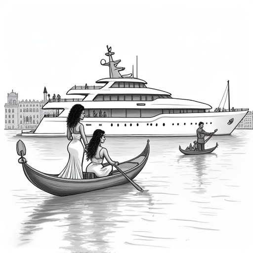 Celebrities Gather in Venice After Bezos Wedding single-panel cartoon