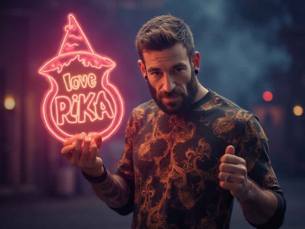 GAXYZ man holding a sign with I love PIKA text