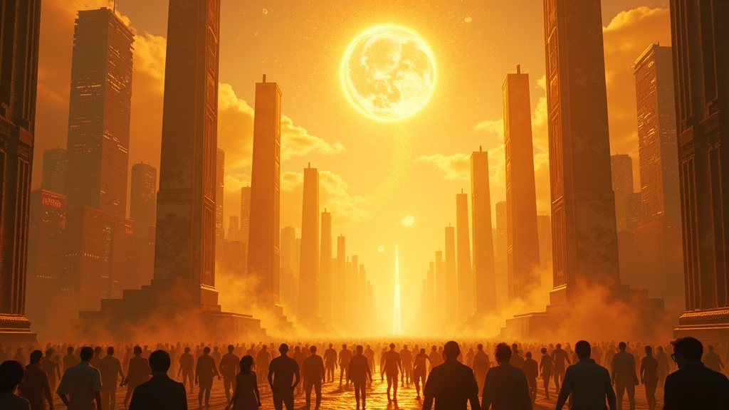Representación visual del debate sobre el futuro de la IA y la economía global, destacando la necesidad de un nuevo contrato social.