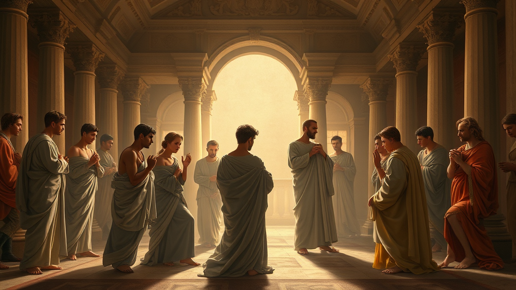 신뢰와 불신의 중요성을 묘사한 추상적 장면