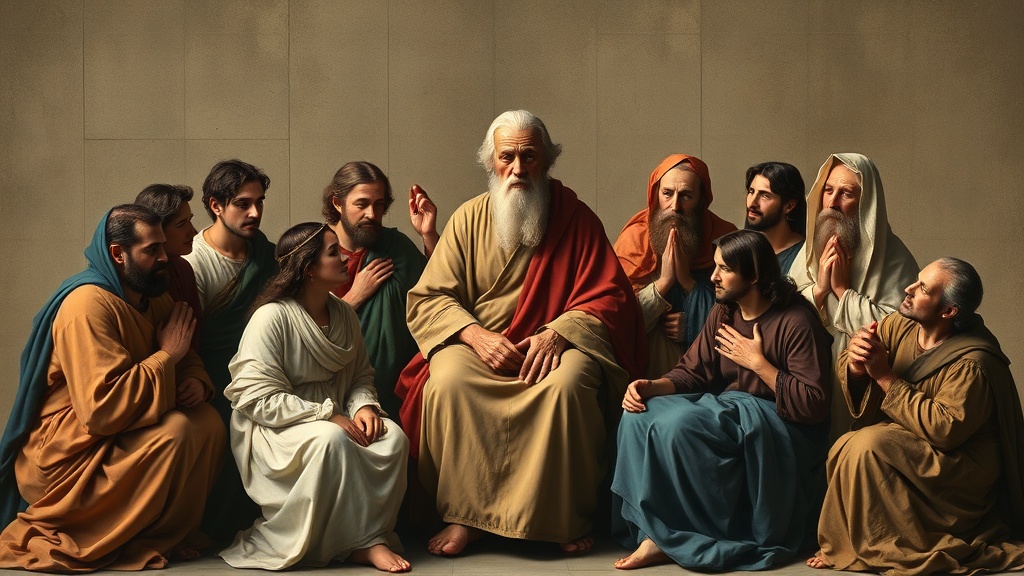 고요한 분위기의 연속된 종교적 성찰 장면