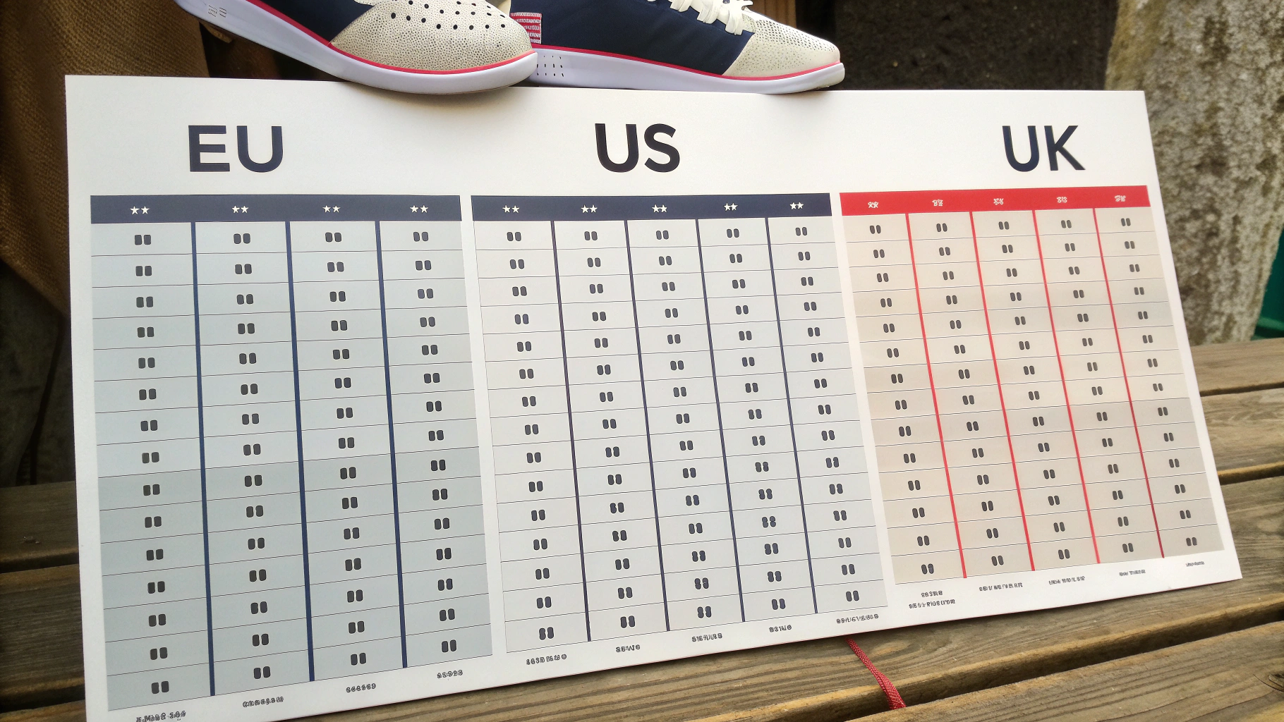 Bảng size giày trẻ em EU, US, UK