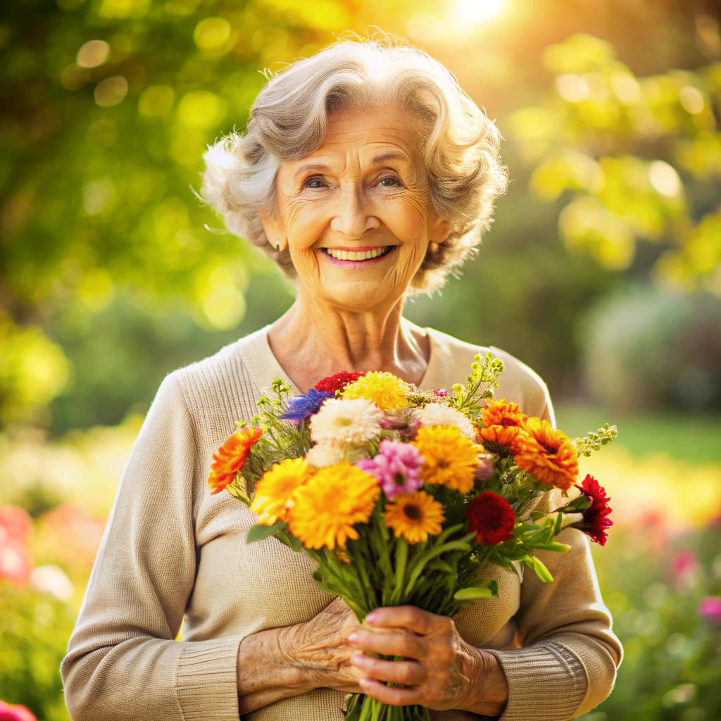 Grandma's Joy: A Bouquet of Colorful Flowers