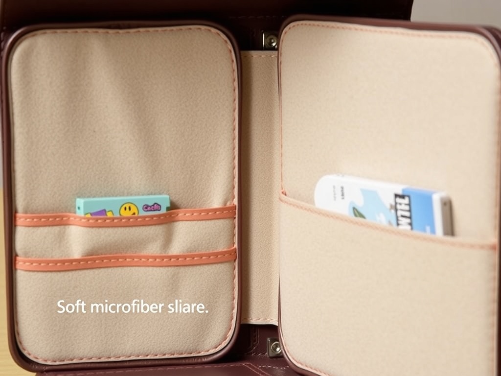 فضای داخلی قاب مگنتی نینتندو سوییچ ۲ با آستر نرم و جیب‌های داخلی