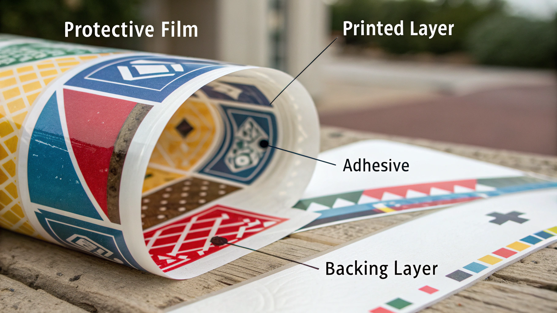Cấu trúc 4 lớp của **sticker** đảm bảo độ bền và khả năng bám dính