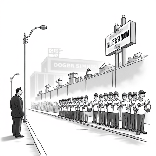 Federal Agents Investigate Near Dodger Stadium single-panel cartoon