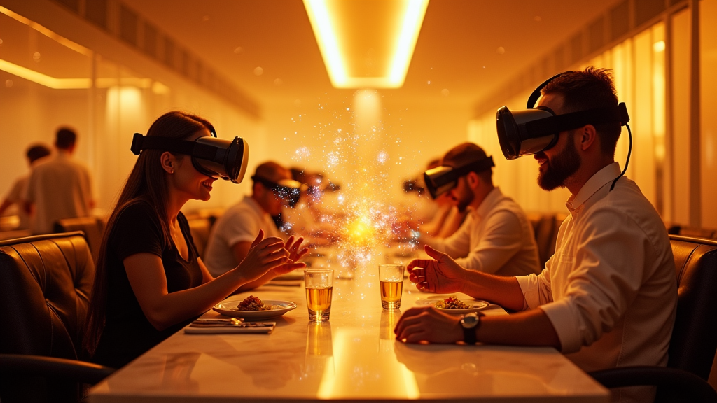 Concepto visual de ingredientes digitales para la experiencia de Realidad Virtual gastronómica que ofrece La Cava Zaragoza