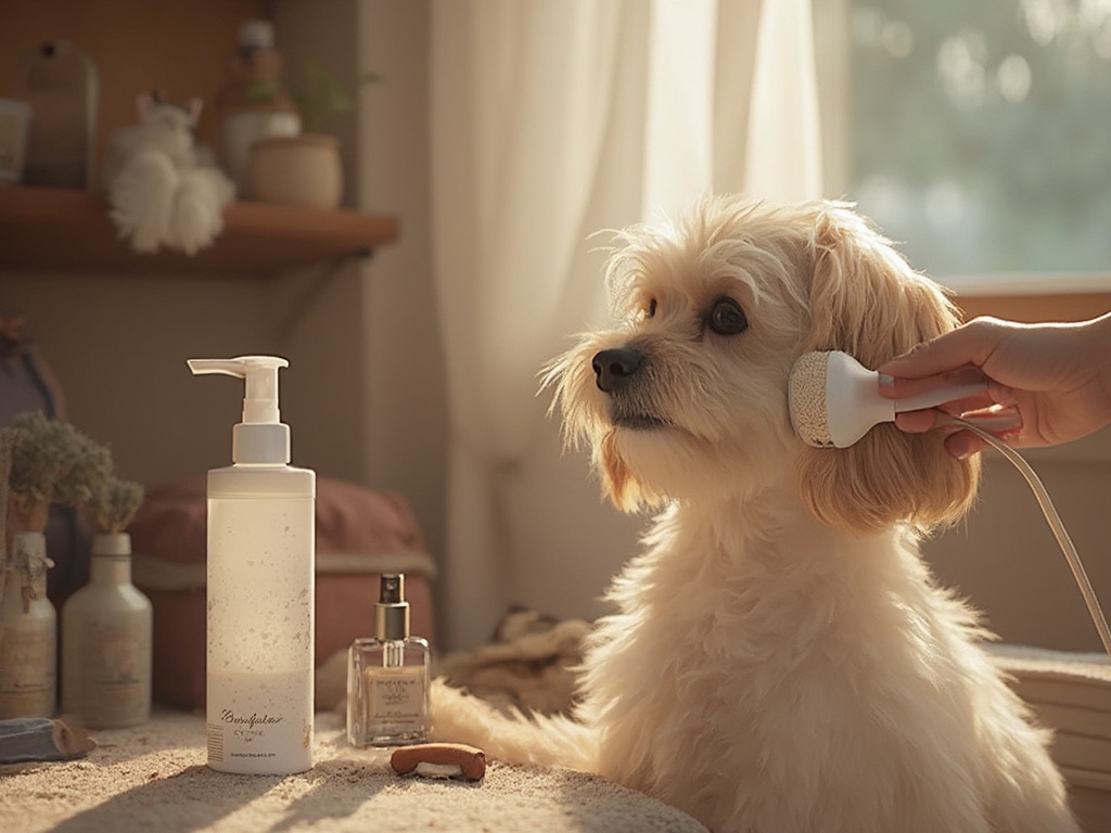 Cepillo para mascotas con spray integrado