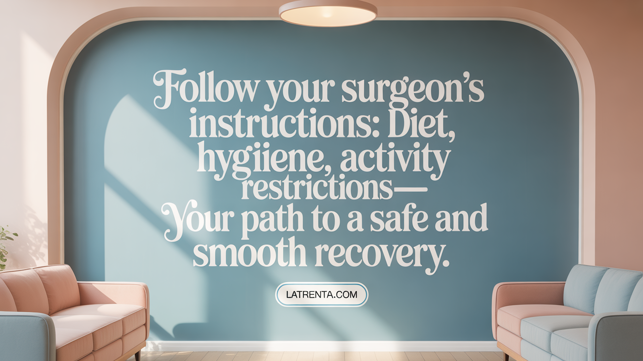 Follow your surgeon's instructions: diet, hygiene, activity restrictions—your path to perfect recovery.