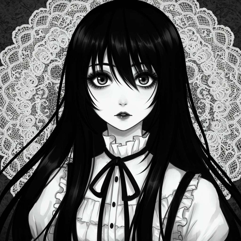 anime girl pfp discord black and white