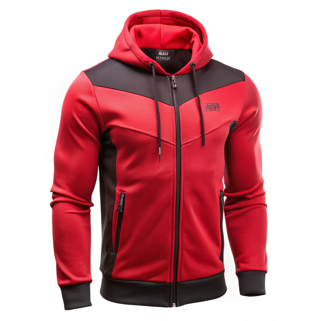 Stylish Red and Black Hoodie Jacket for Sports