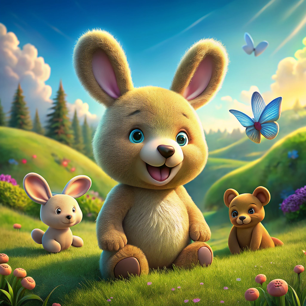 Charming 3D Animation with Bear, Rabbit, and Butterfly Charming 3D Animation with Bear, Rabbit, and Butterfly