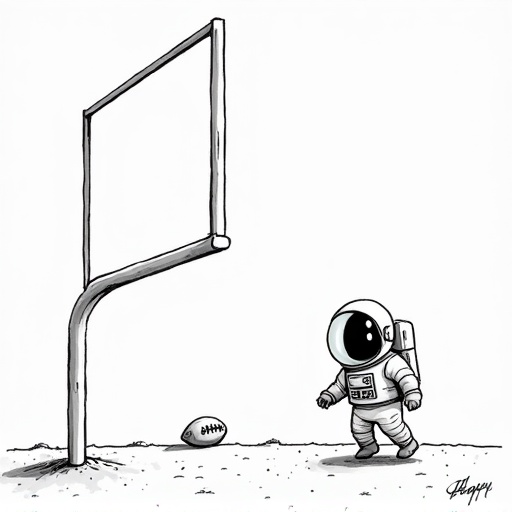 Cam Little Kicks 70-Yard Field Goal in Jacksonville single-panel cartoon