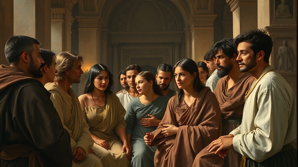 공동체와 협력을 묘사한 고요한 장면