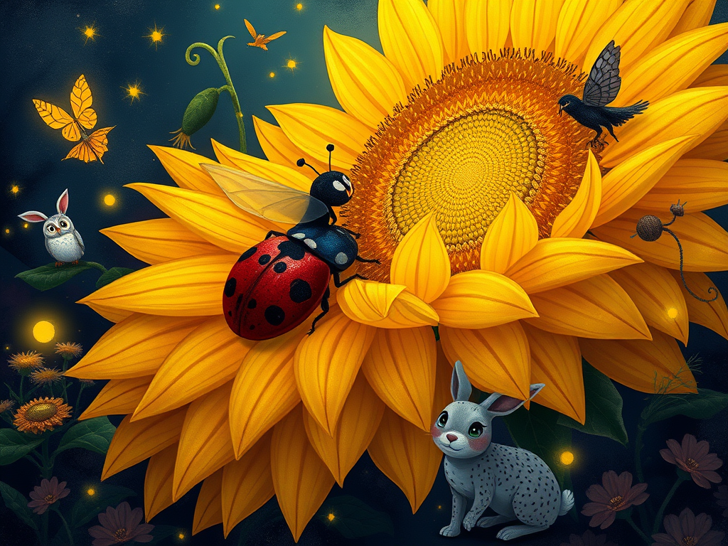 The Indigo Ladybug and the Giant Sunflower