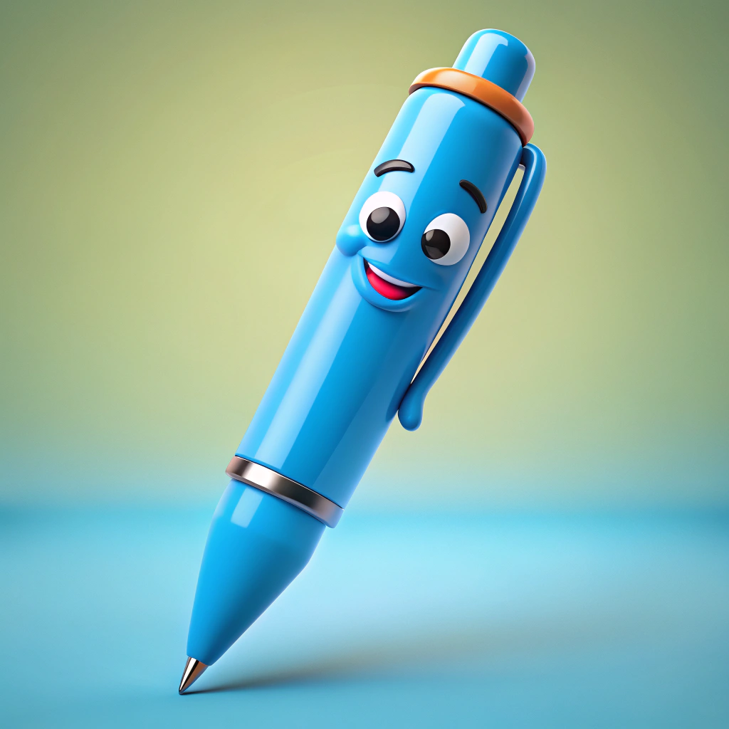 Cheerful Cartoon Blue Pen – Fun Writing Accessory Cheerful Cartoon Blue Pen – Fun Writing Accessory