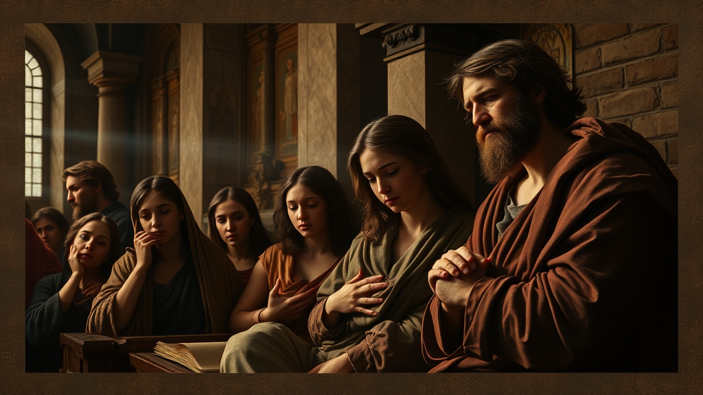 시련과 도전 속의 믿음과 희망을 상징적으로 표현한 그림