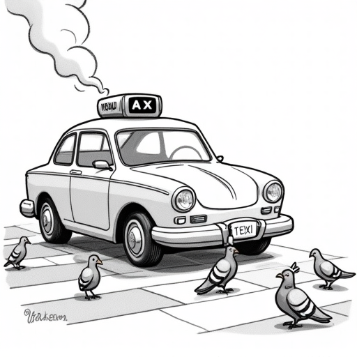 Tesla Robotaxi Faces Multiple Driving Incidents in Austin single-panel cartoon