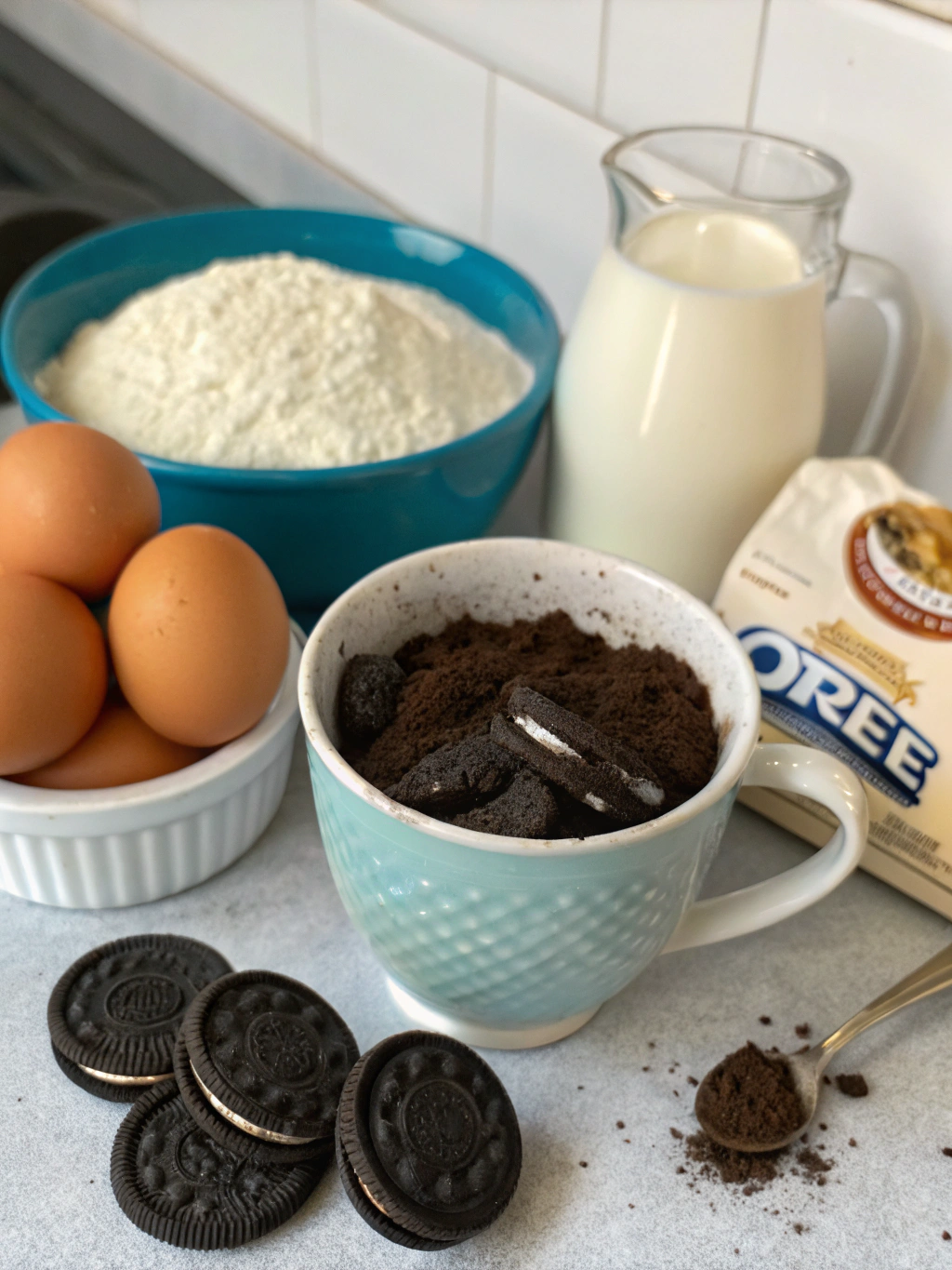 Ingredients for Oreo Mug Cake