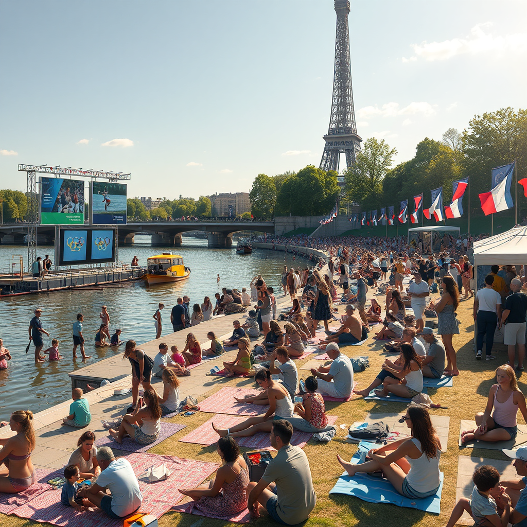 Banks of the Seine: Olympic Festivities Under the Sun