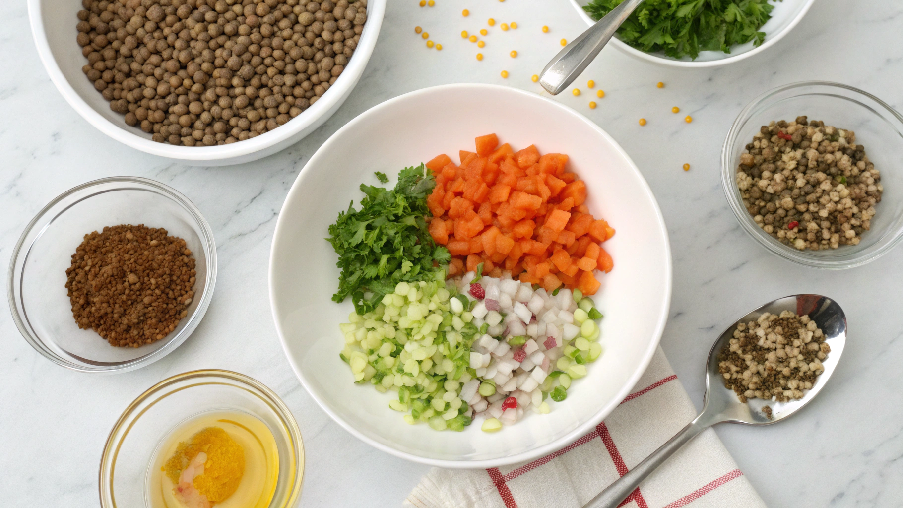 Perfectly cooked lentils in a strainer