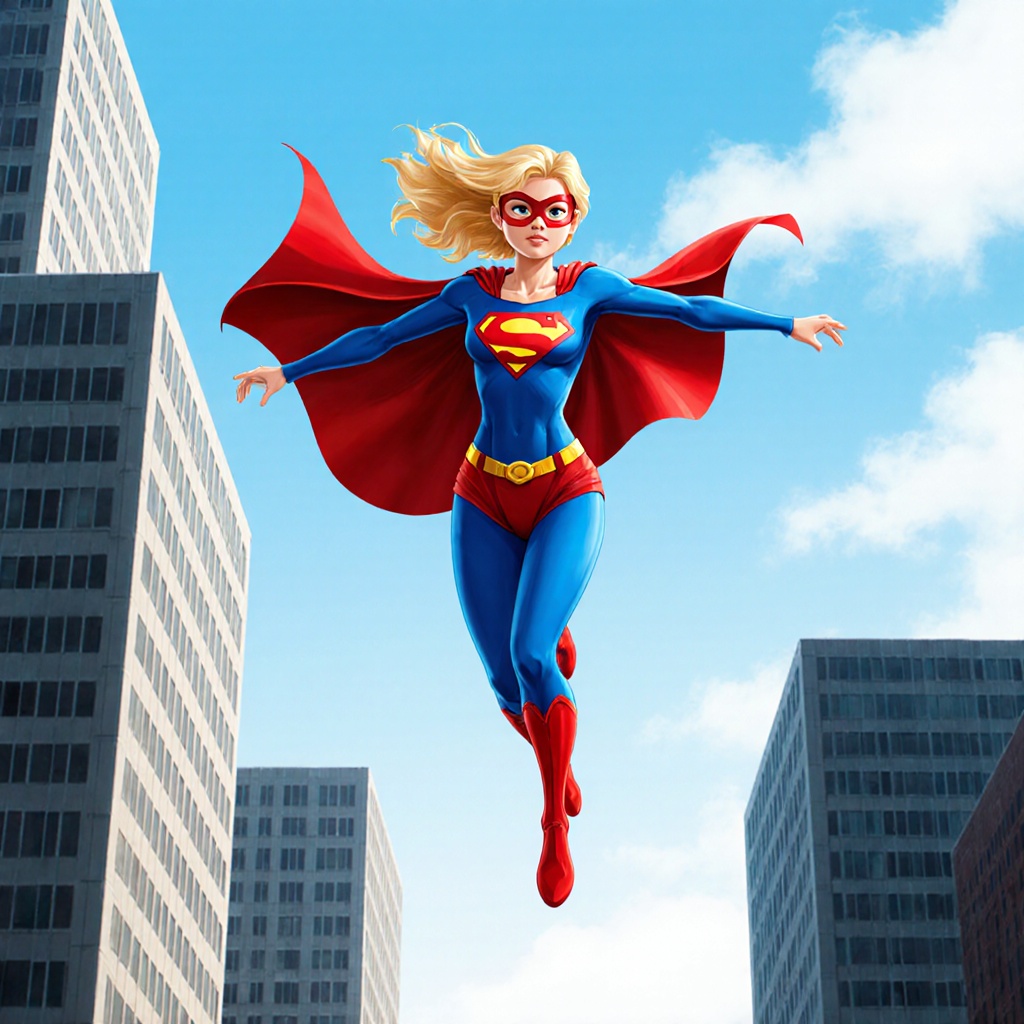 A digital art of teen female superhero character f