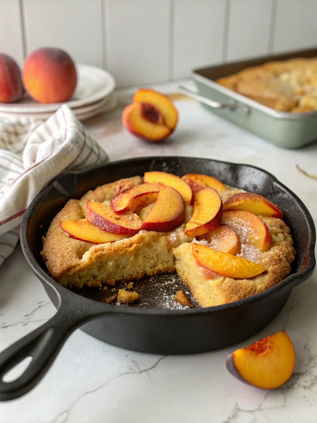 Peach Cornmeal Skillet Cake