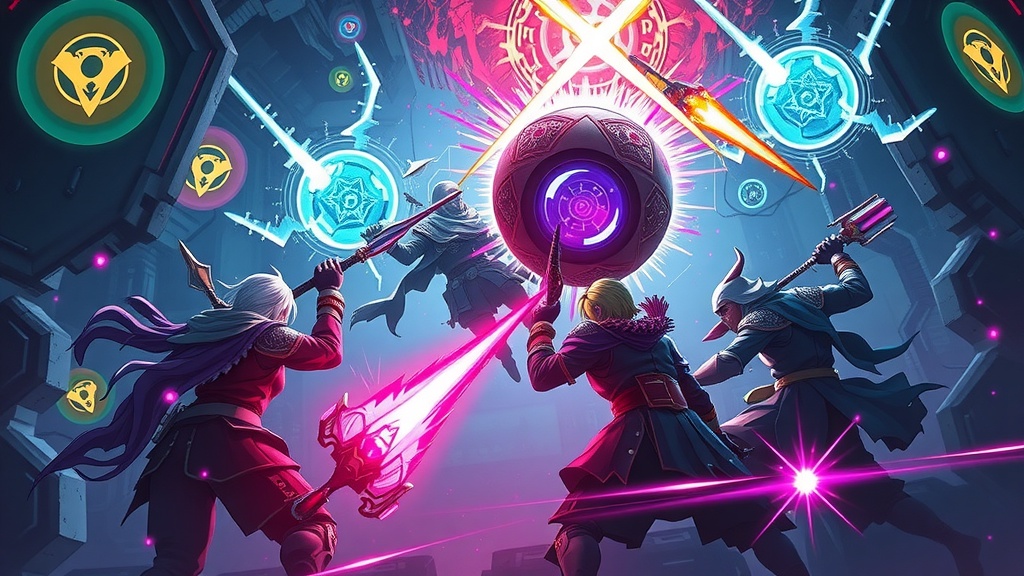Four players collaborating in a chaotic cybermyth roguelike dungeon, highlighting the new online co-op feature of **بازی مستقل، Neon Abyss 2، RPG زندان‌گریز**.