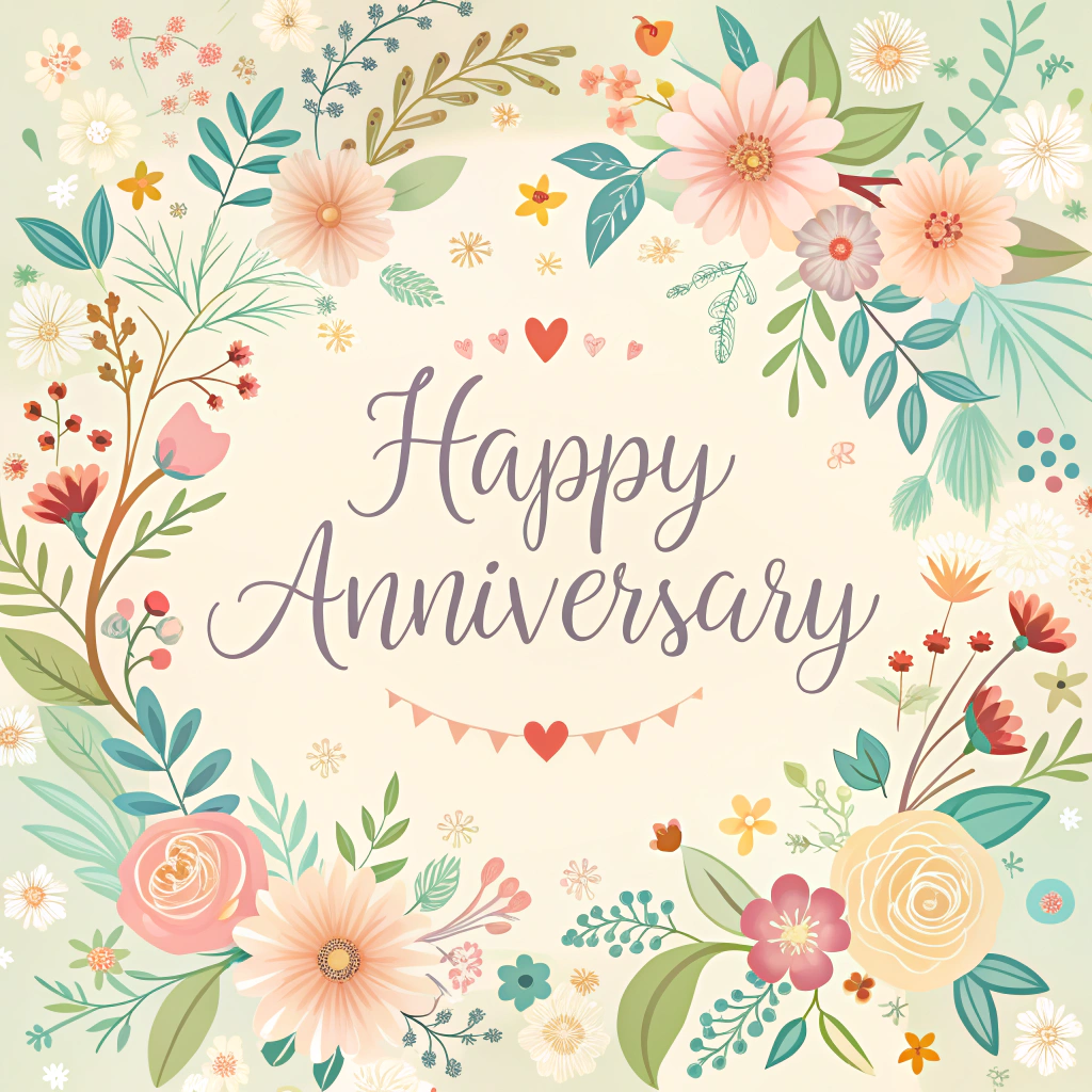 Elegant Anniversary Card Design with Floral Patterns
