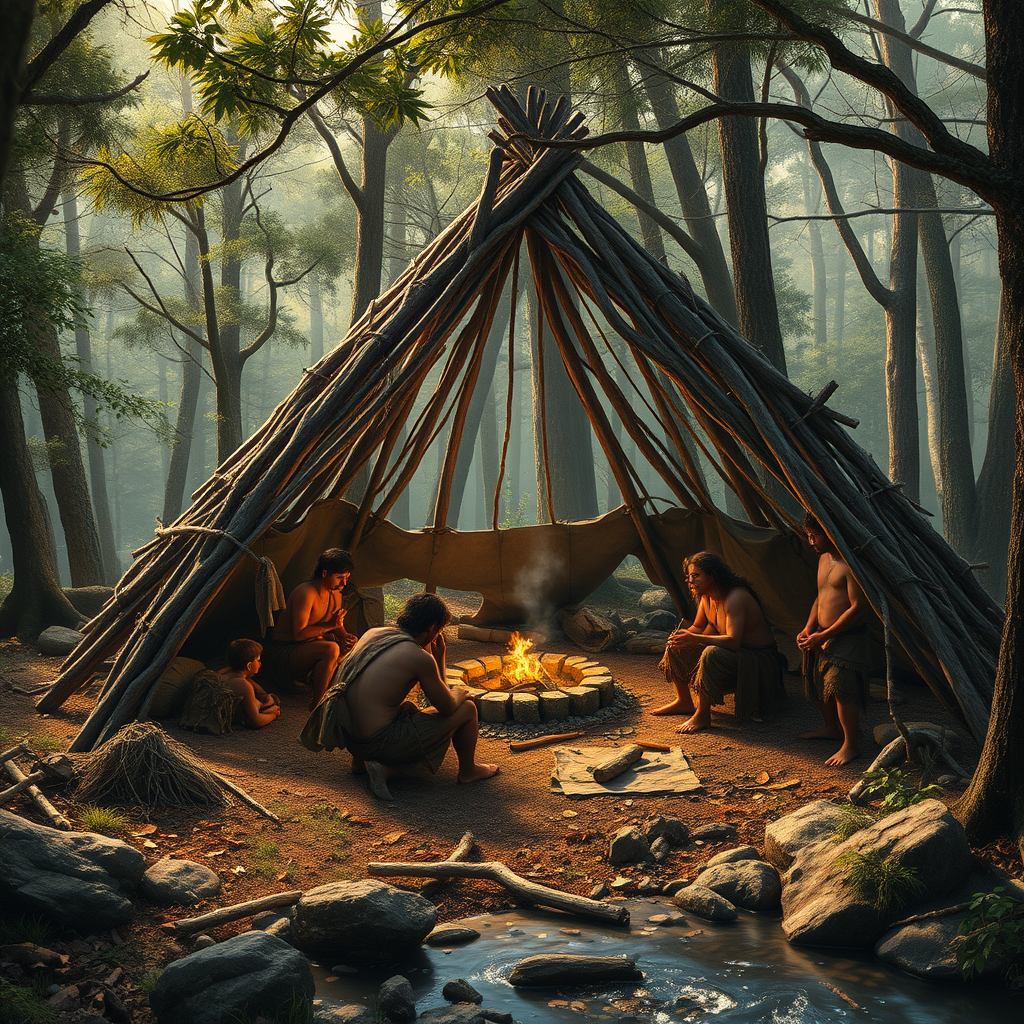 원시 인류와 자연 속 야영