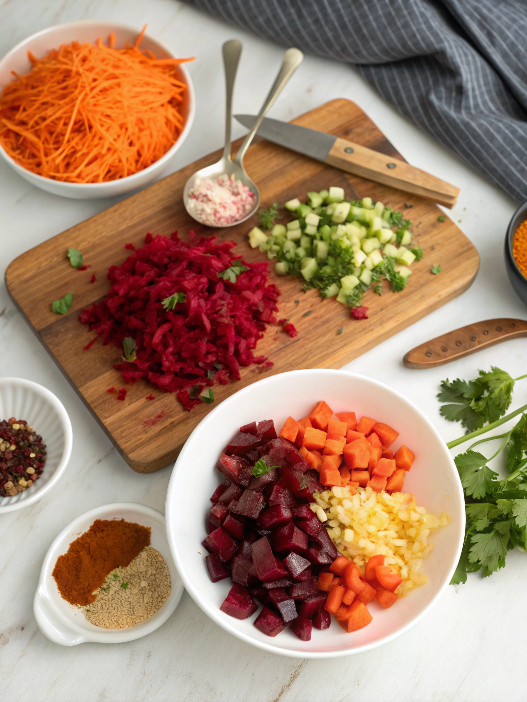 Preparing Beetroot Carrot Salad