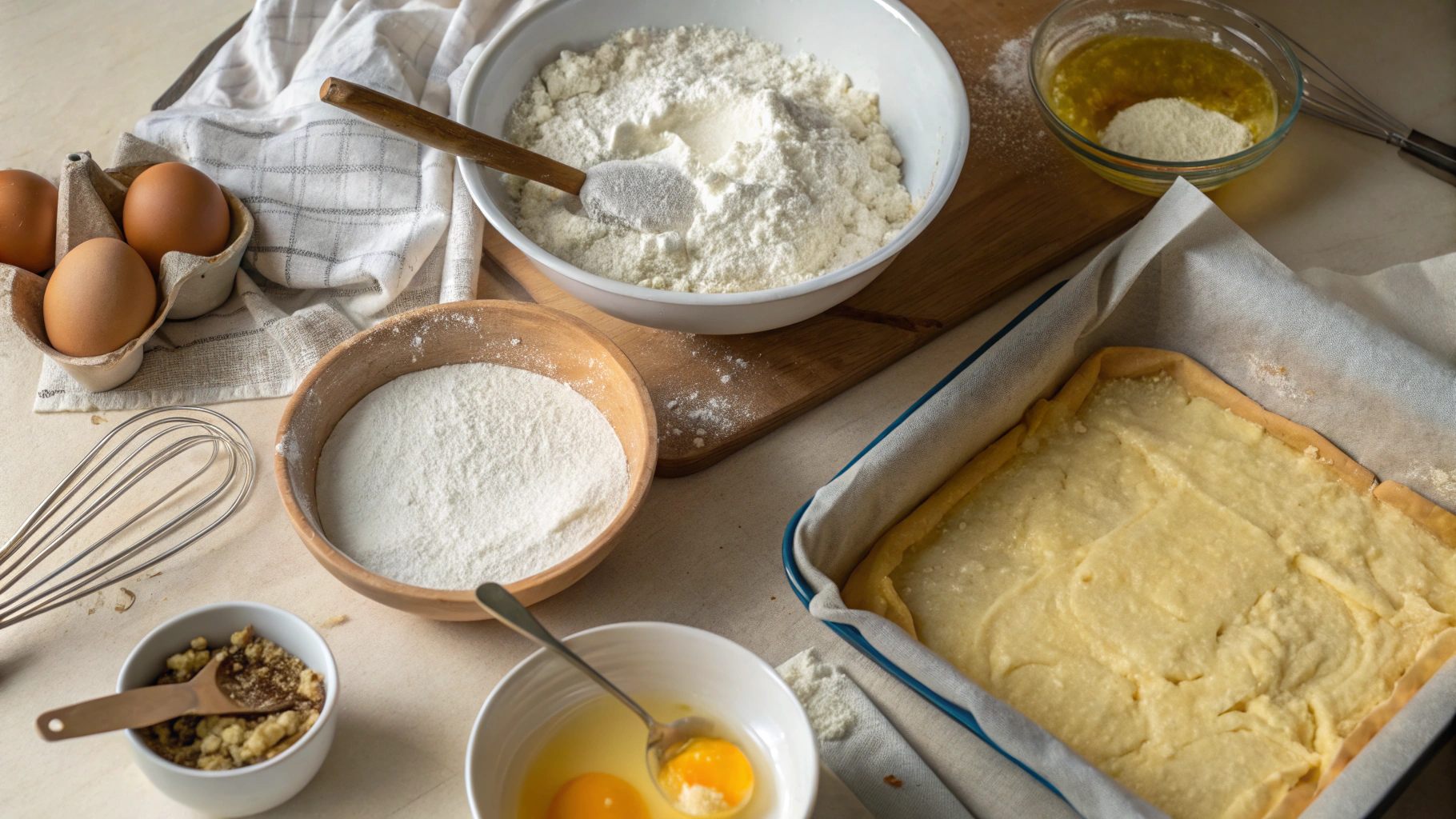 Custard filling being whisked in a pot on the stove