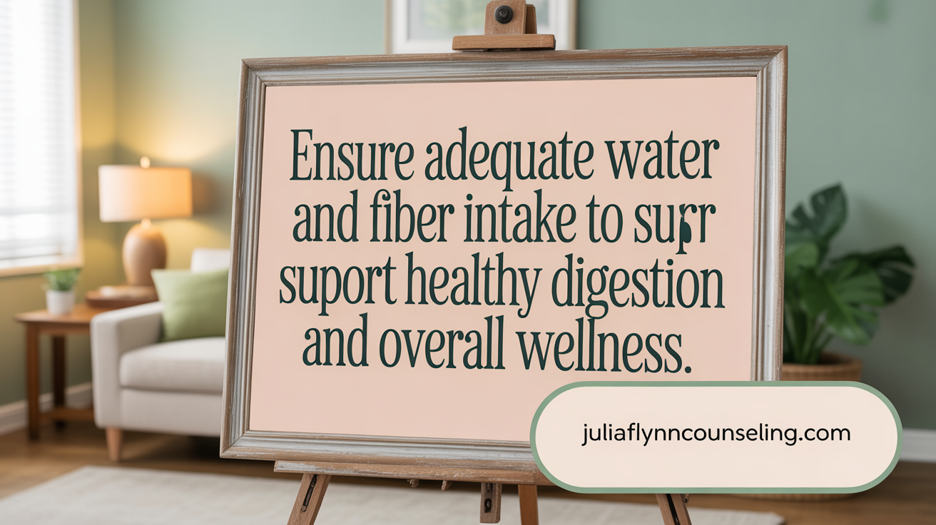 Ensure adequate water and fiber intake to support healthy bowel movements