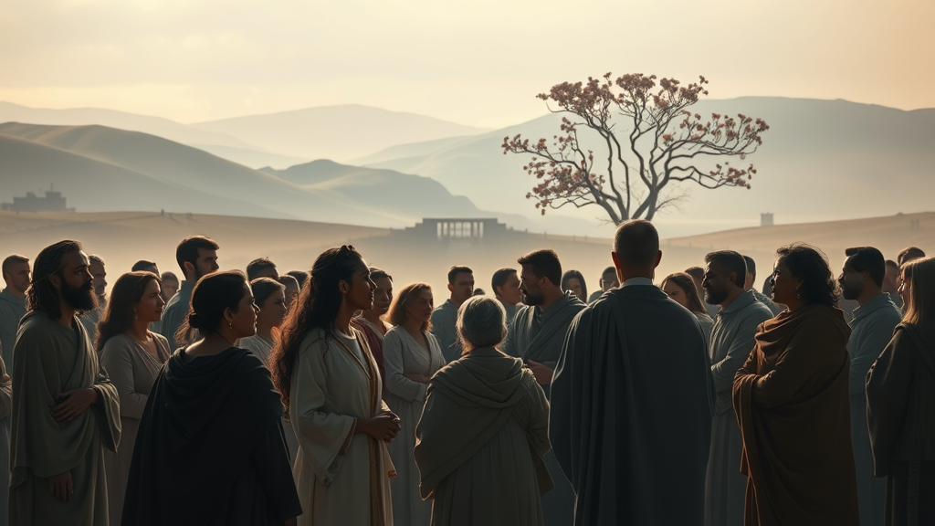 재개항 지연 중의 기다림과 인내를 비유적으로 표현한 성경적 풍경 이미지