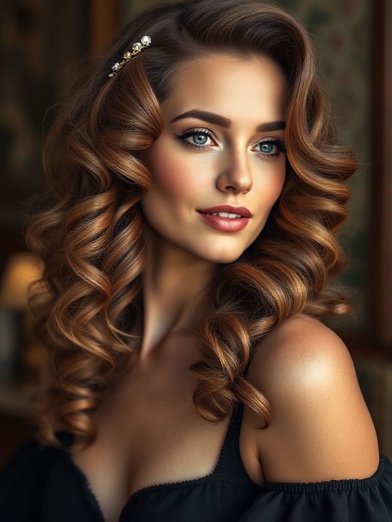 Vintage Curls with Side Part