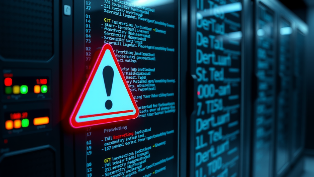 A visual representation of a hacker exploiting a VMware security flaw, leading to a ransomware attack. realistic, high-quality