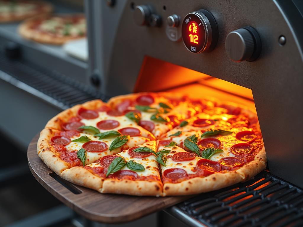 Conveyor oven in pizza shop