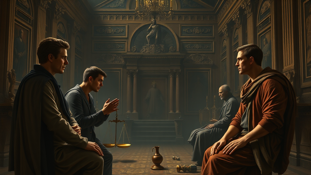 입법 로비와 뇌물 수수의 위험성을 상징적으로 나타낸 이미지