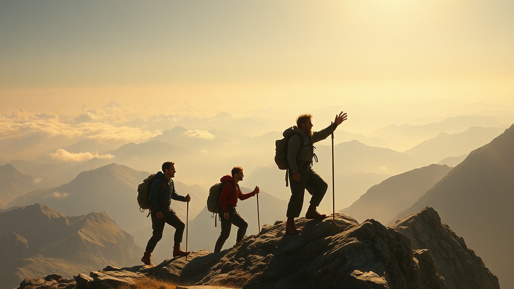 등산과 도전 정신을 상징하는 그림
