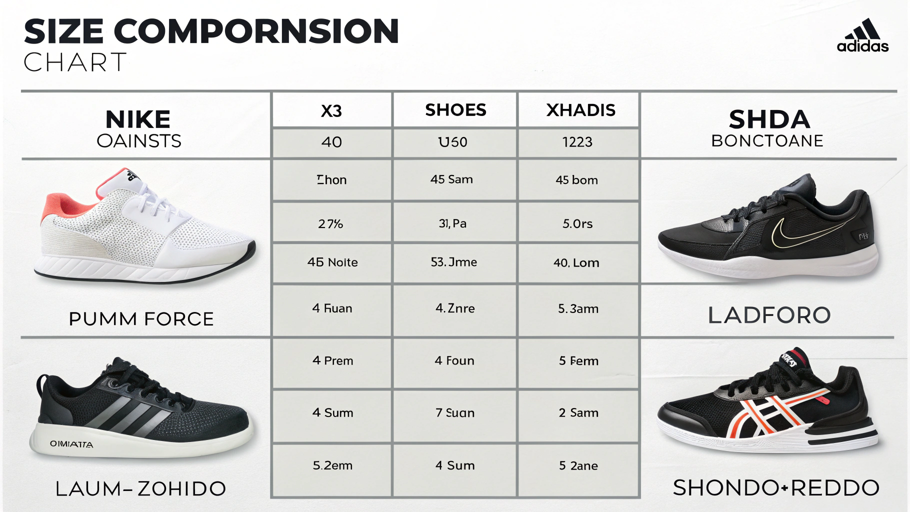 So sánh size giày giữa các thương hiệu