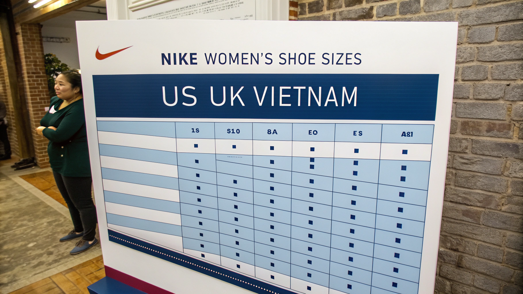 Bảng quy đổi size giày nữ hãng Nike